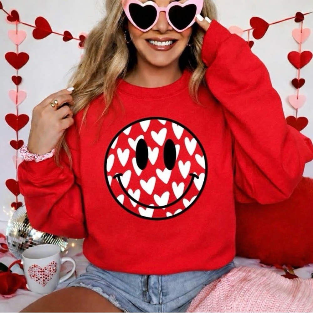 Red Smiley Heart Women's Top